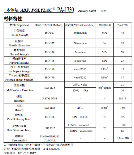 奇美ABS--1730